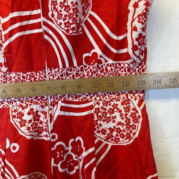 Loungees Red White Floral Abstract Sleeveless A-Line Maxi Dress Size 12 - Picture 8 of 10